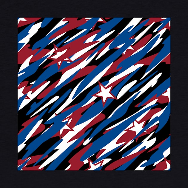 Patriotic Camouflage Red White and Blue with Stars American Pride Abstract Pattern by hobrath